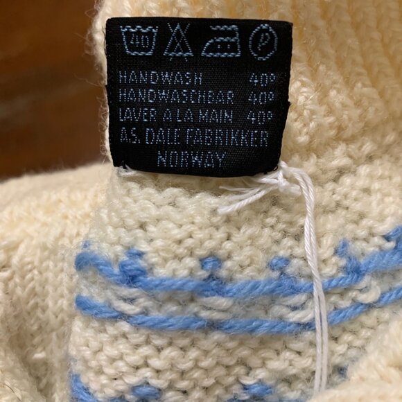 Dale of Norway Women’s Cardigan Pure New Wool Blue Ivory Fair Isle Sz L-XL - Picture 11 of 15